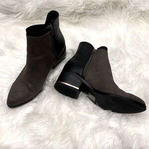 Olive & Black Block Heel Bootie